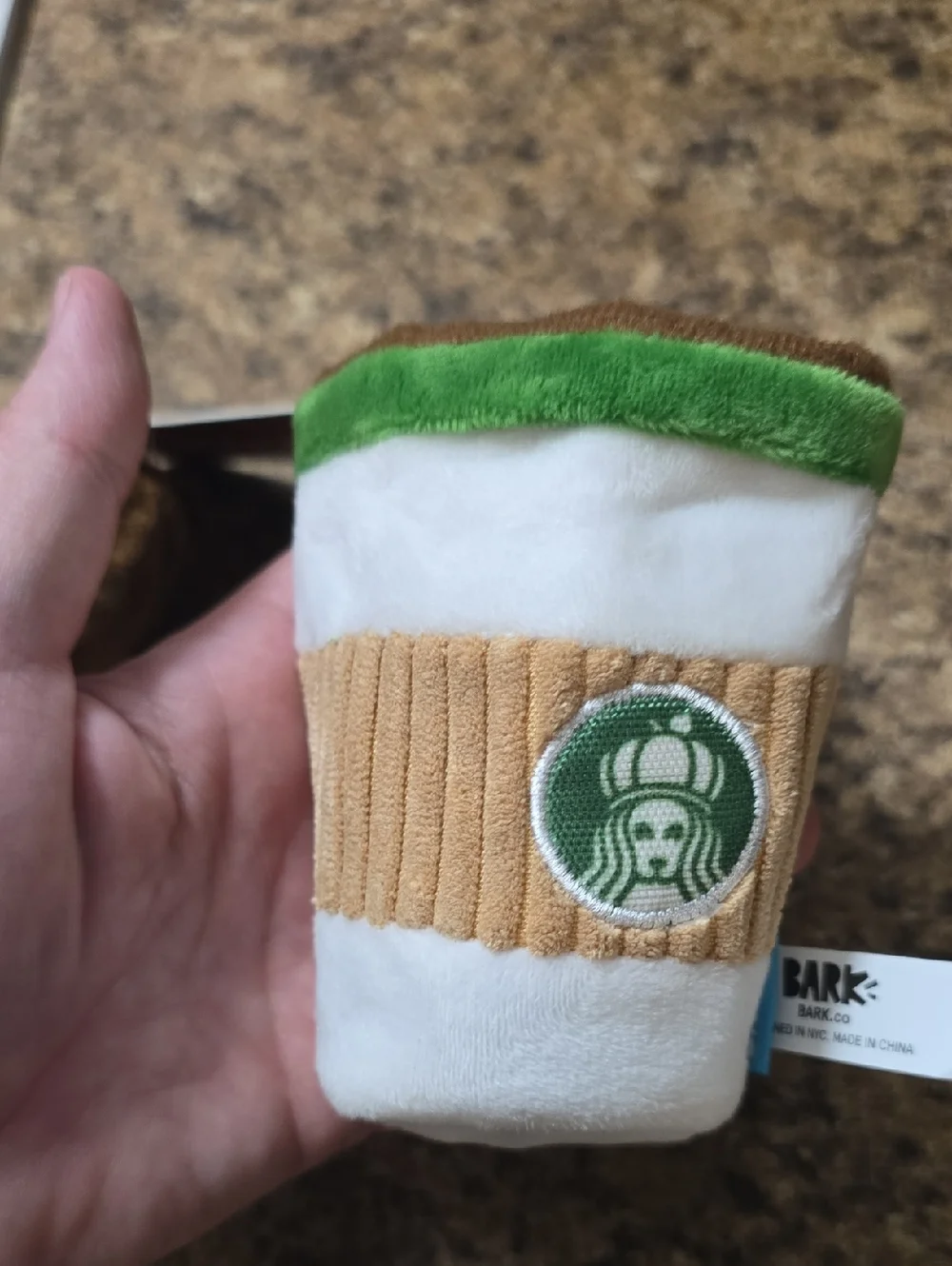 BARK‎ Pup's Place Coffee Plush Toy Set - White, Brown, Green NWT Size Small
